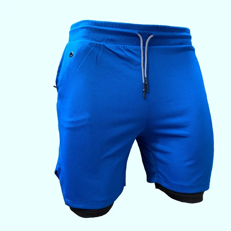 2 in 1 Training Shorts for Men double layer gym shorts