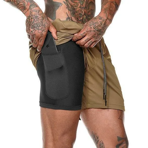 2020 Summer Running Shorts Men 2 in 1 Sports Jogging Fitness Shorts Training Quick Dry Mens Gym Men Shorts Sport gym Short Pants