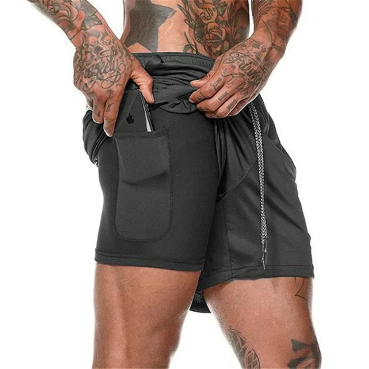 2020 Summer Running Shorts Men 2 in 1 Sports Jogging Fitness Shorts Training Quick Dry Mens Gym Men Shorts Sport gym Short Pants