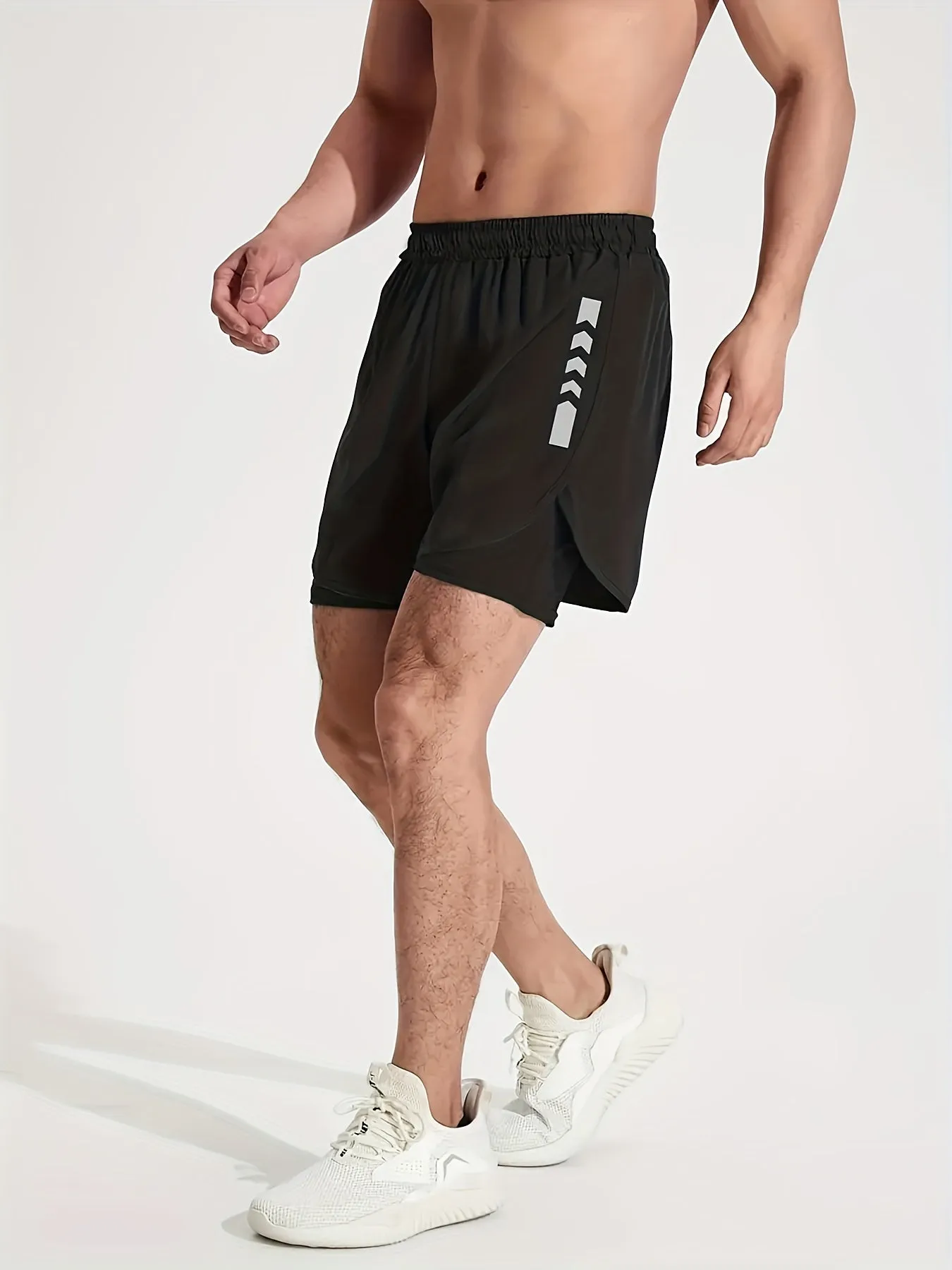 3-Piece Men's 2-in-1 Double Layer Breathable Stretch Shorts for Summer Gym Workout Training