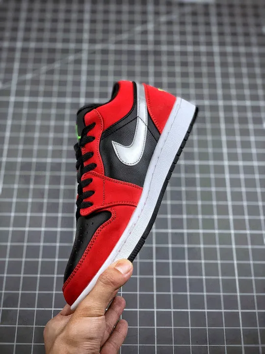 Air Jordan 1 Low Black/Green Pulse-Gym Red-White