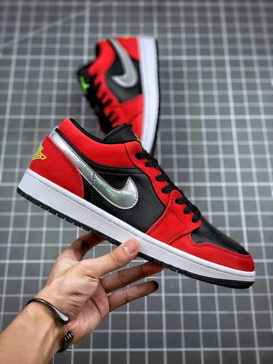 Air Jordan 1 Low Black/Green Pulse-Gym Red-White