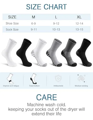 Airacker Athletic Socks Sport Running Calf Socks Performance Cushioned Breathable Crew Socks for Men Women(6 Pairs)