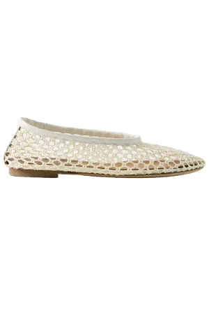 Alba Leather-trimmed Crocheted Ballet Flats