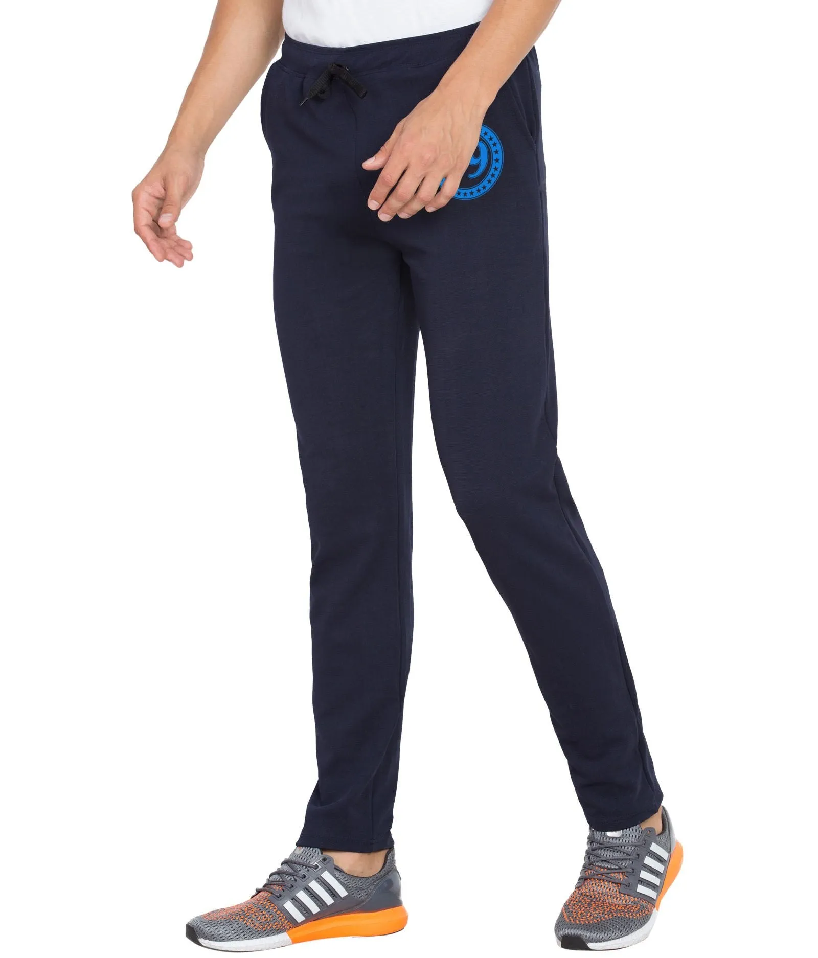 American-Elm Men's Stylish Printed Dark Blue Dri Fit Track Pant for Gym Wear