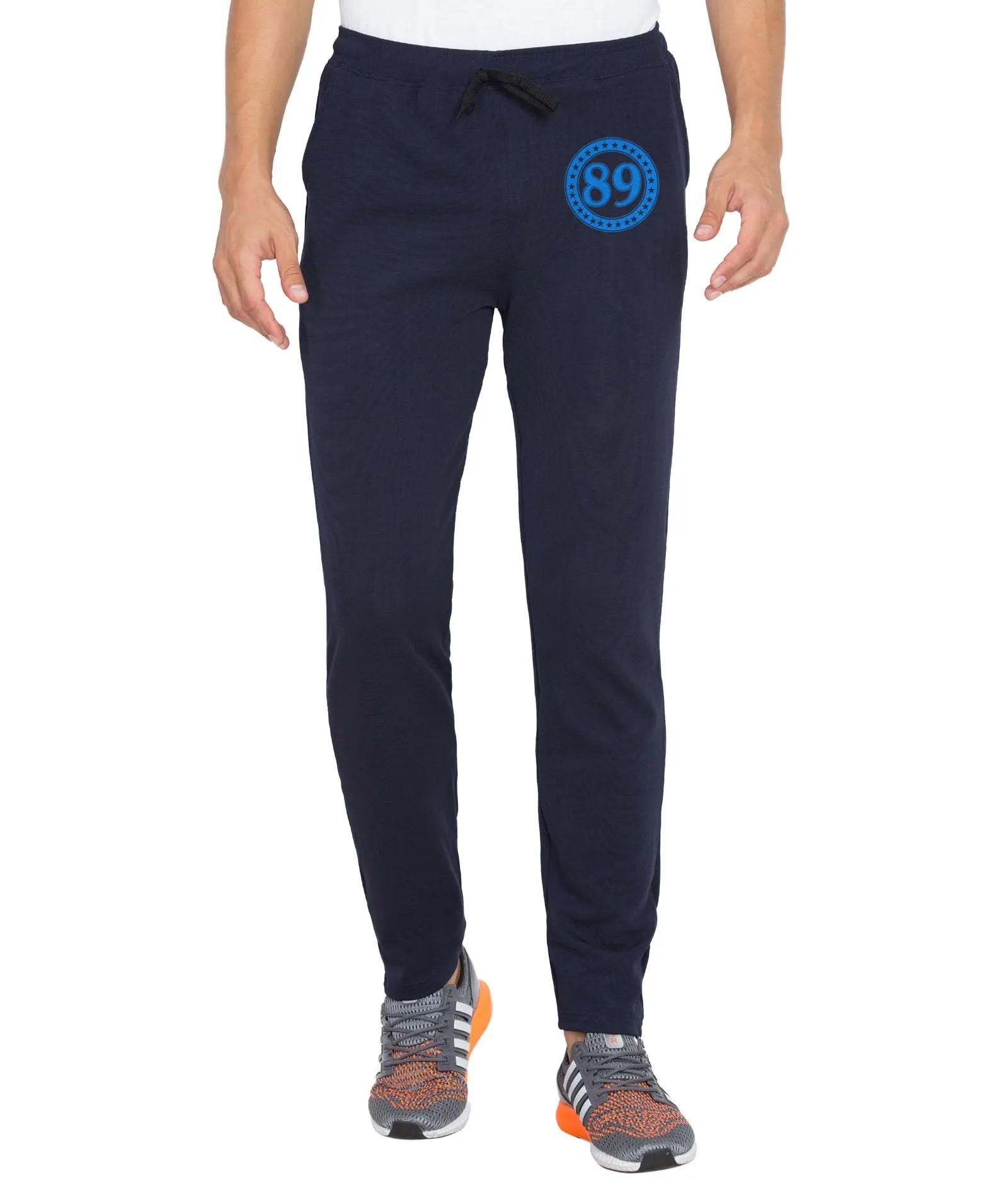 American-Elm Men's Stylish Printed Dark Blue Dri Fit Track Pant for Gym Wear