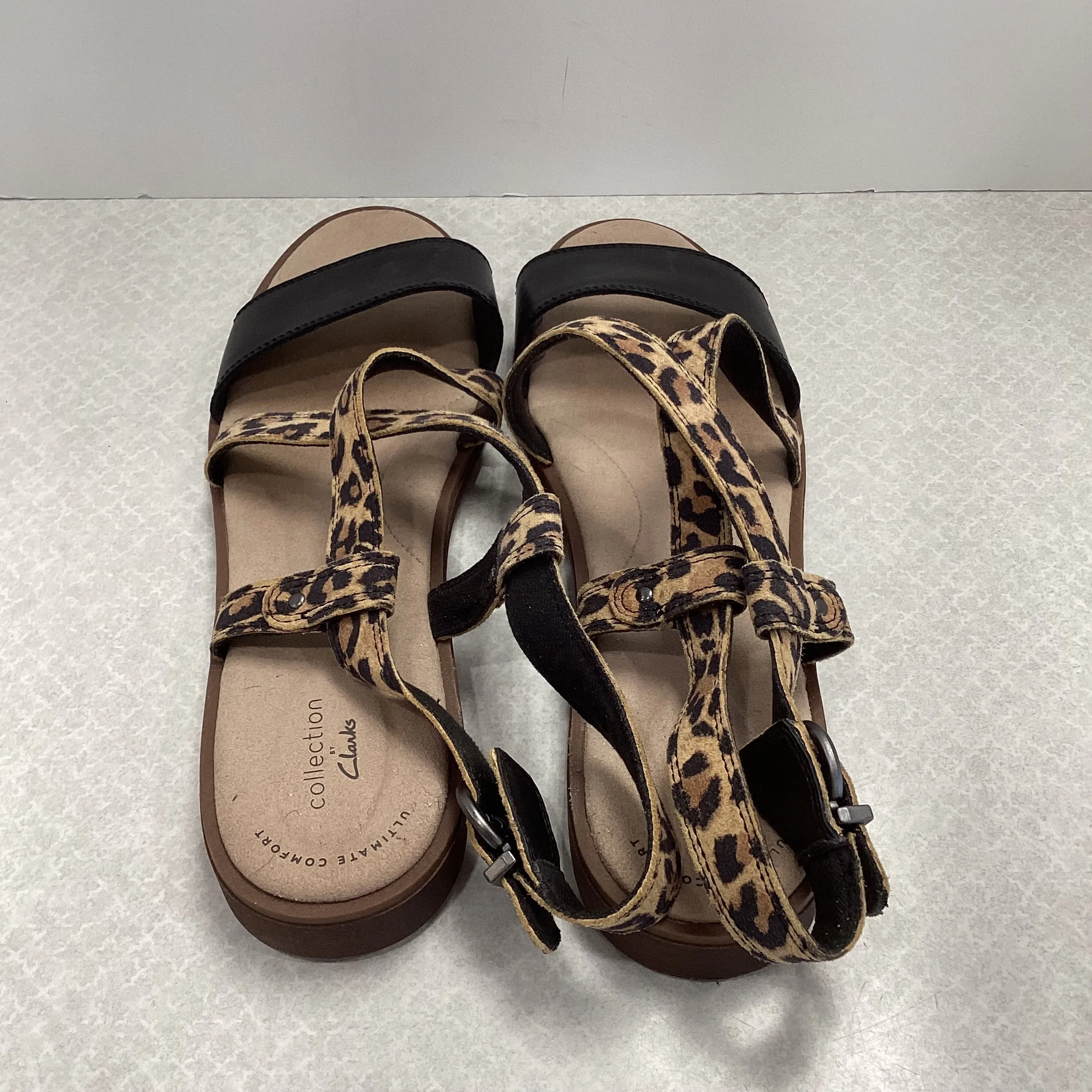 Animal Print Sandals Flats Clarks, Size 12