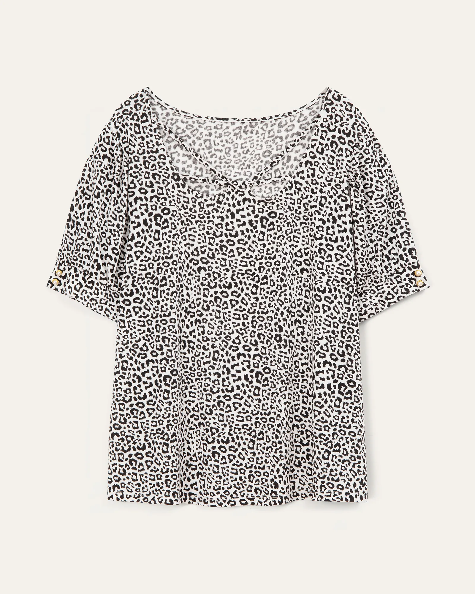 Arielle Animal Print Cut Out Top | White / Black