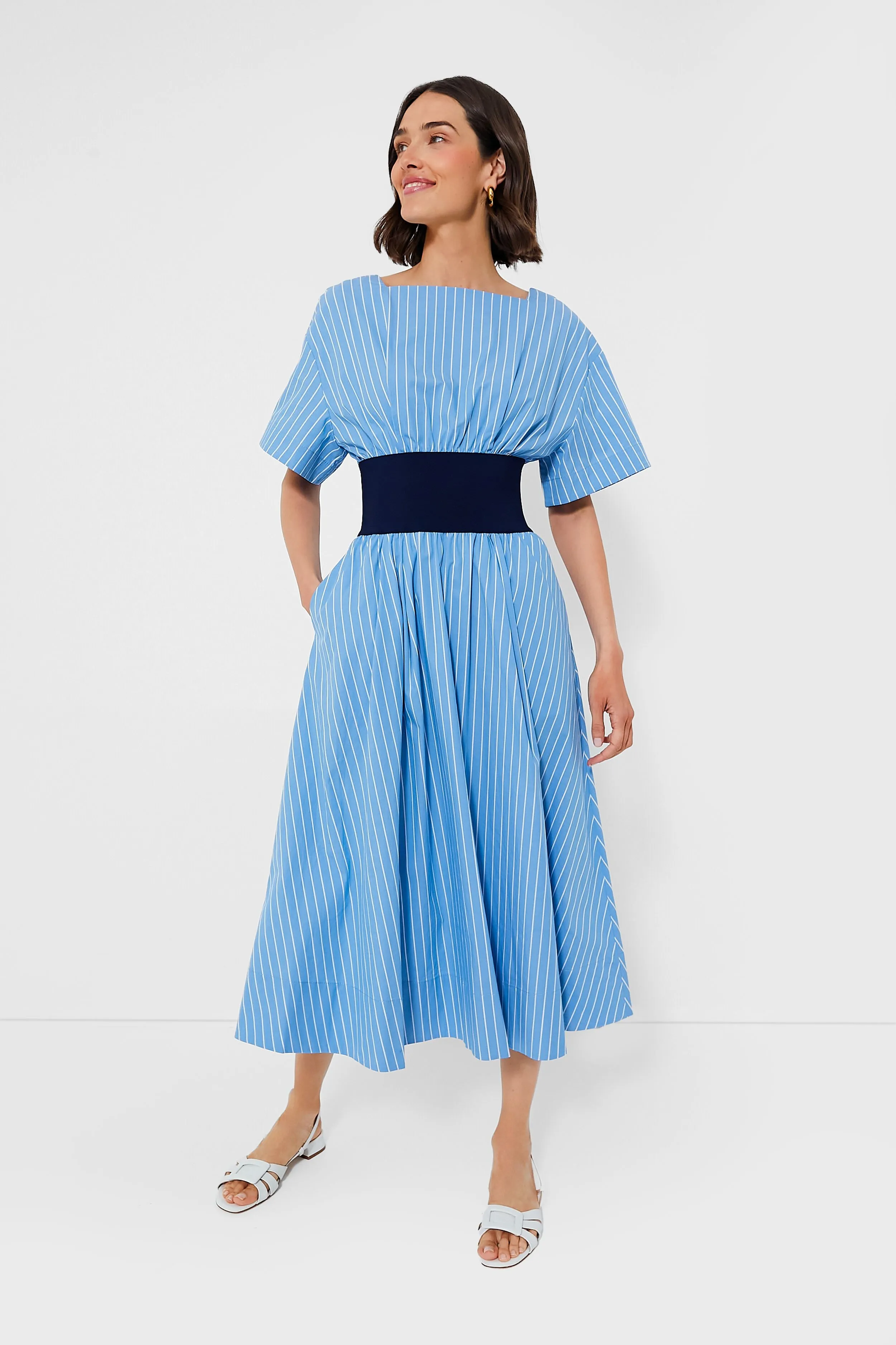 Azure Pinstripe Amy Dress