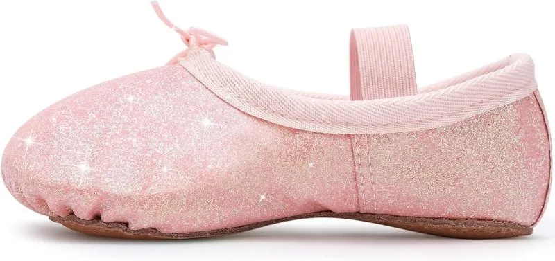 Ballet Shoes for Girls Glitter Ballet Dance Shoes Leather Dance Slippers Full Sole Ballet Dance Flats for Childrens Kids Toddler