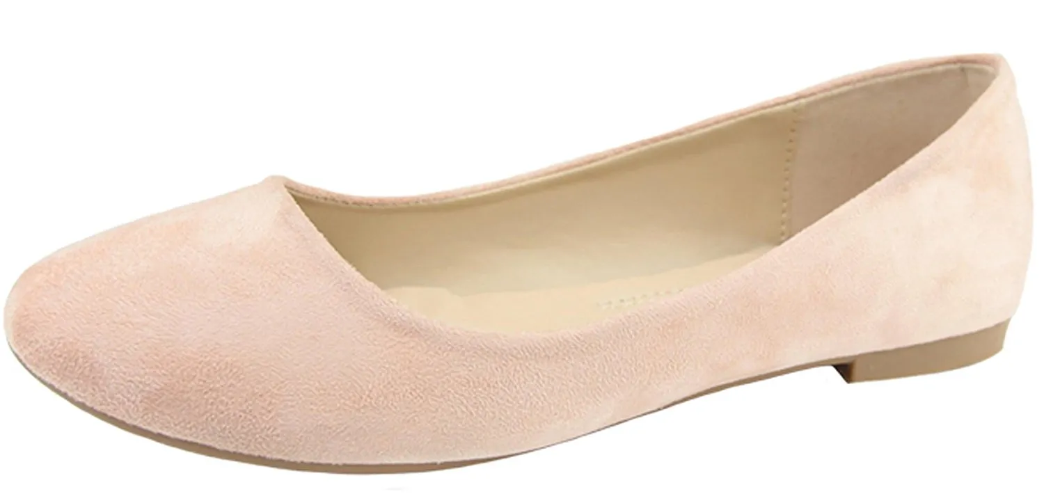 Bella Marie Women's Classic Slip On Round Toe Ballet Flat