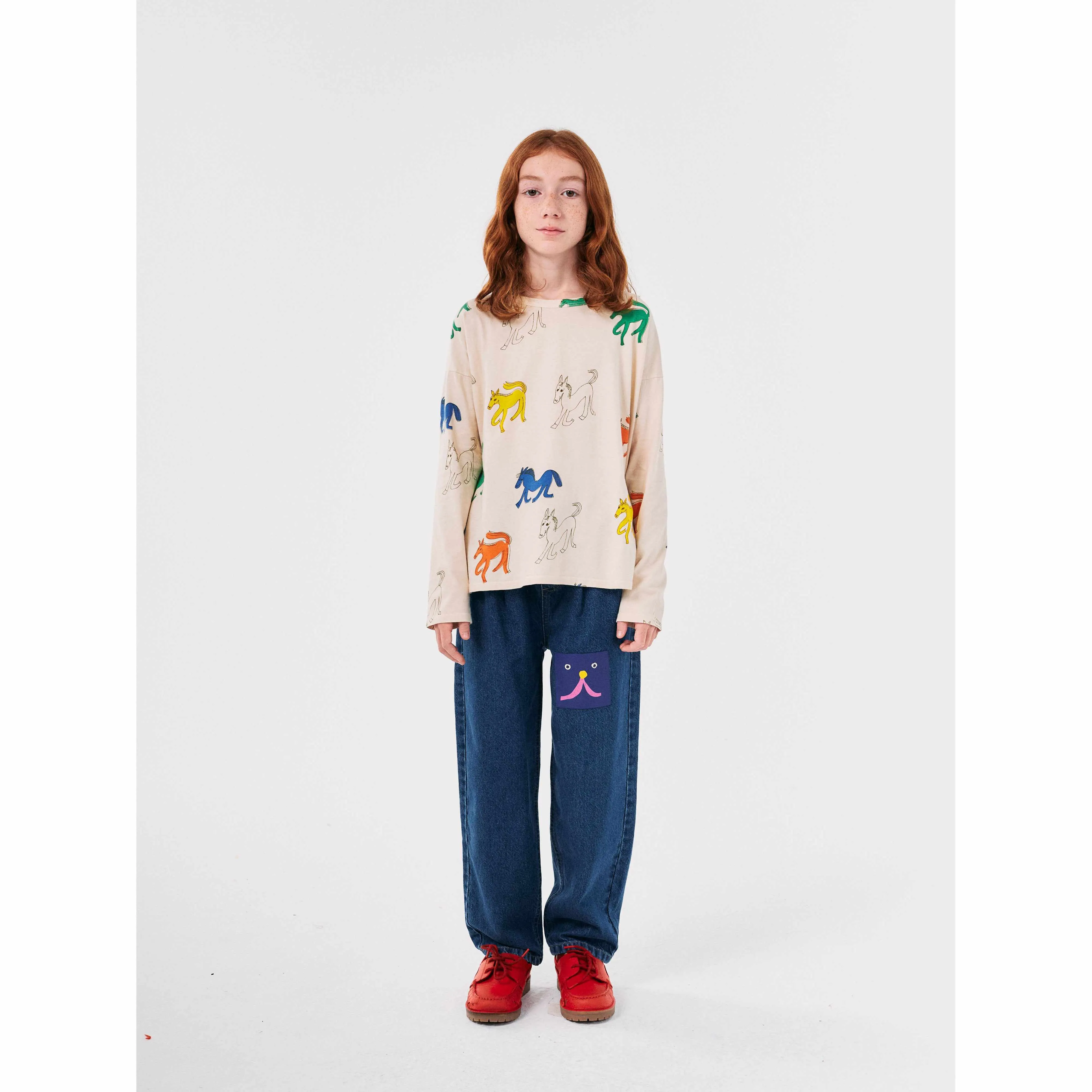 Bobo Choses - Funny Face denim jogging pants