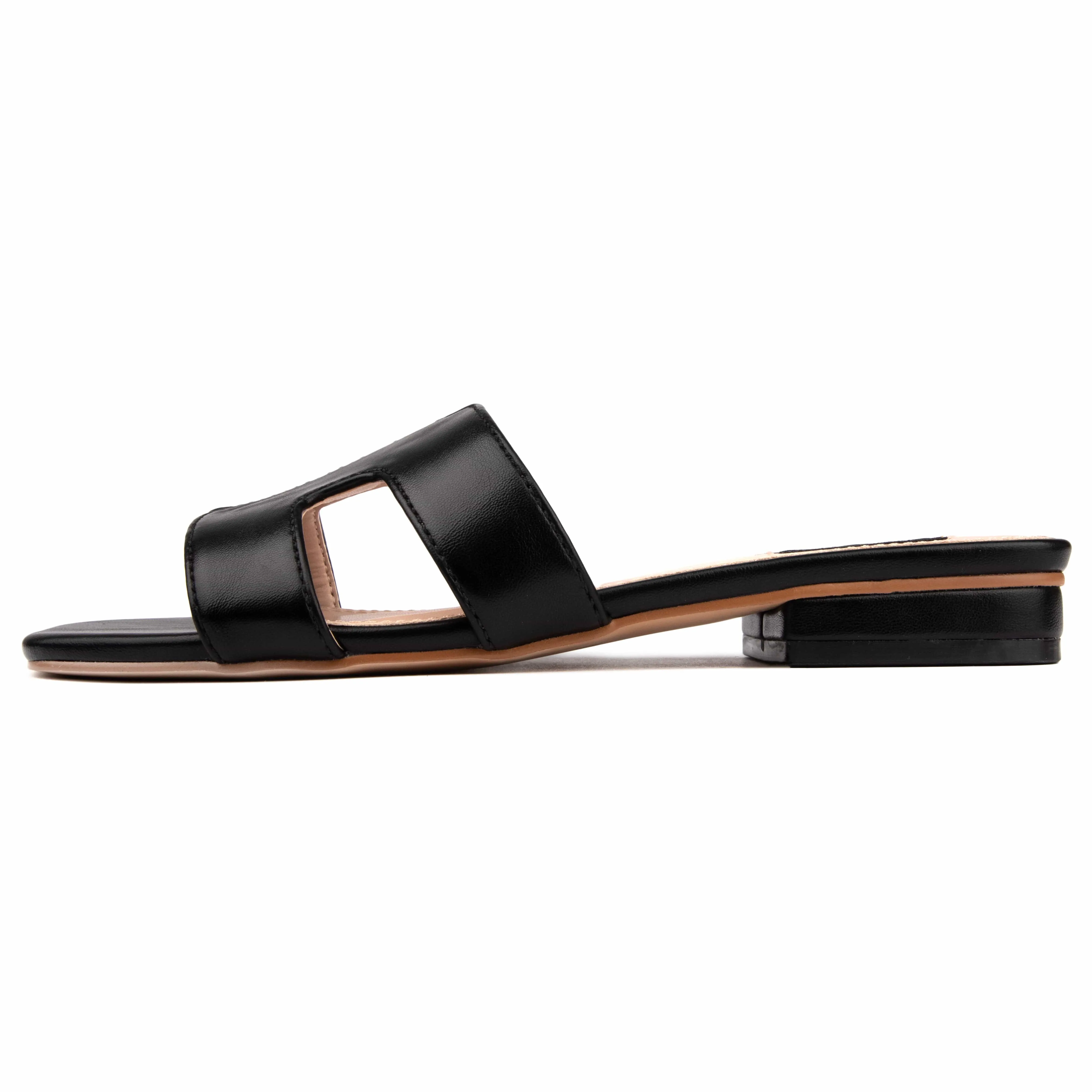 Bok Women's Vegan Leather Classic Slider Sandals | Black