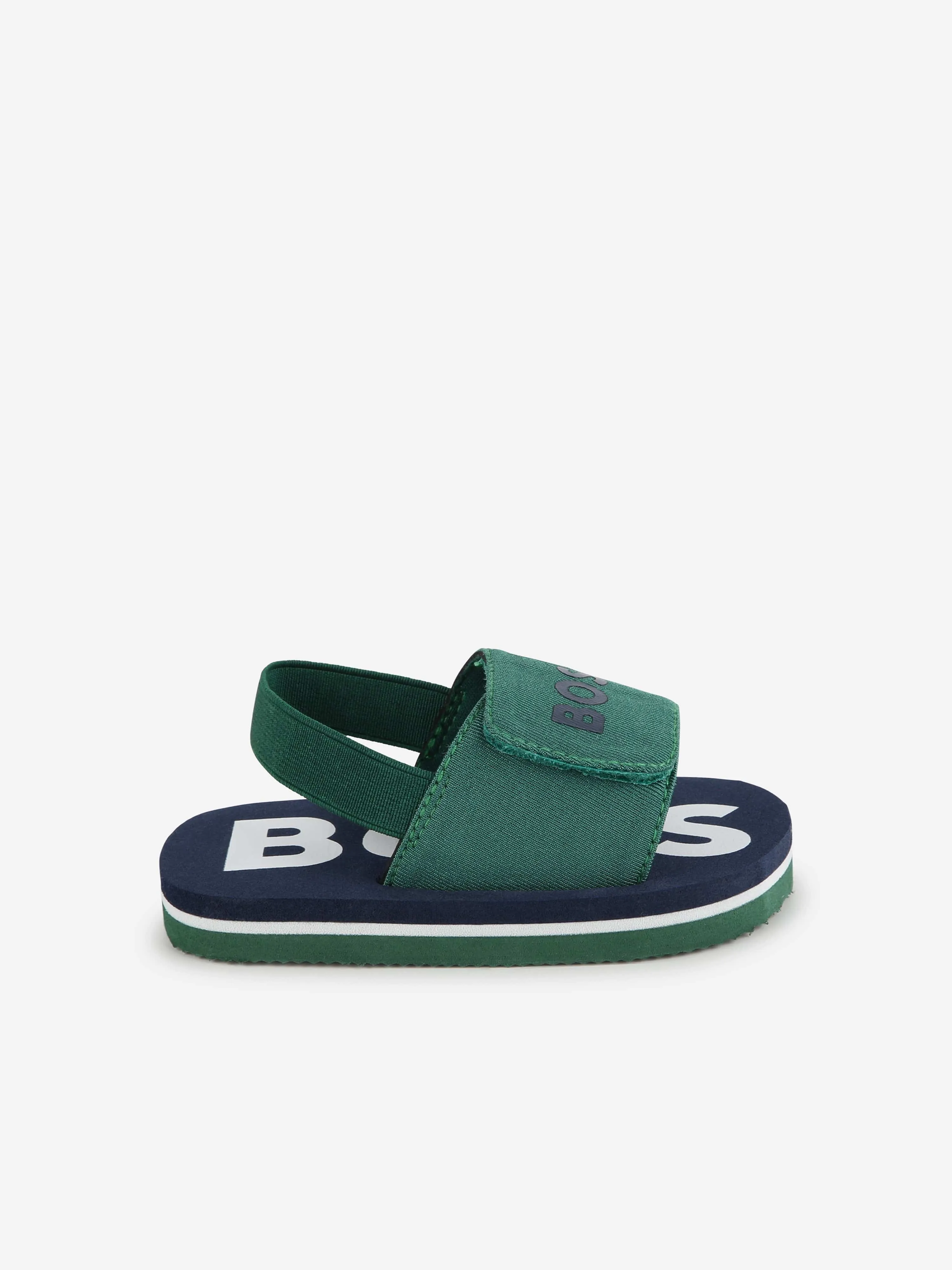 BOSS Boys Logo Sandals in Green