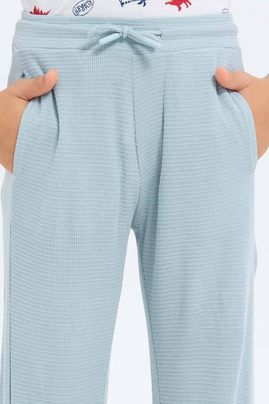 Boys Blue Waffle Jog Pants