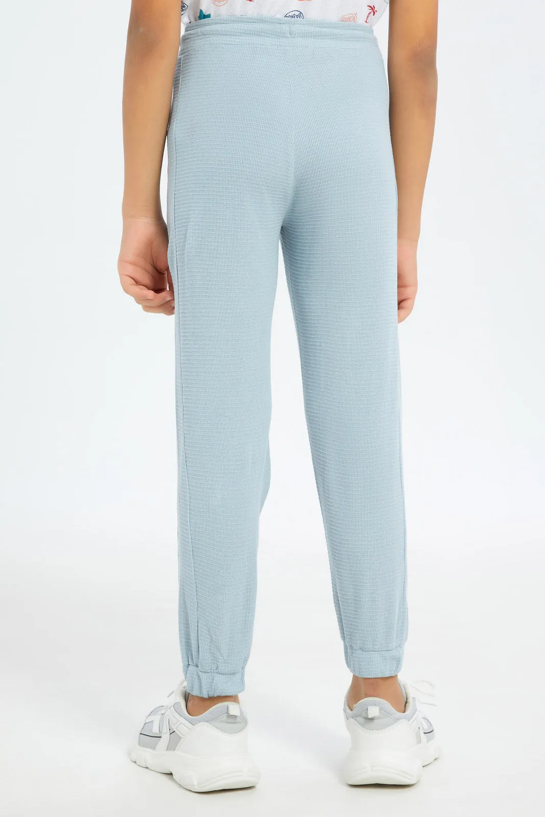 Boys Blue Waffle Jog Pants