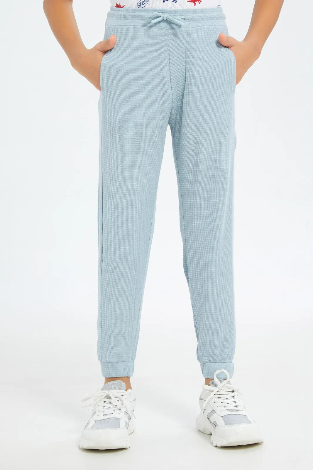 Boys Blue Waffle Jog Pants