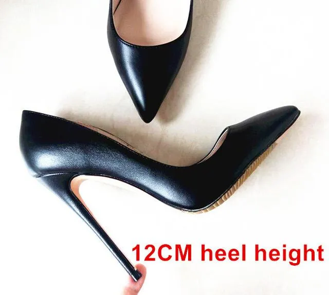 Brand Shoes Woman High Heels Women Shoes Pumps Stilettos Shoes For Women Black High Heels 12CM PU Leather Wedding Shoes B-0051