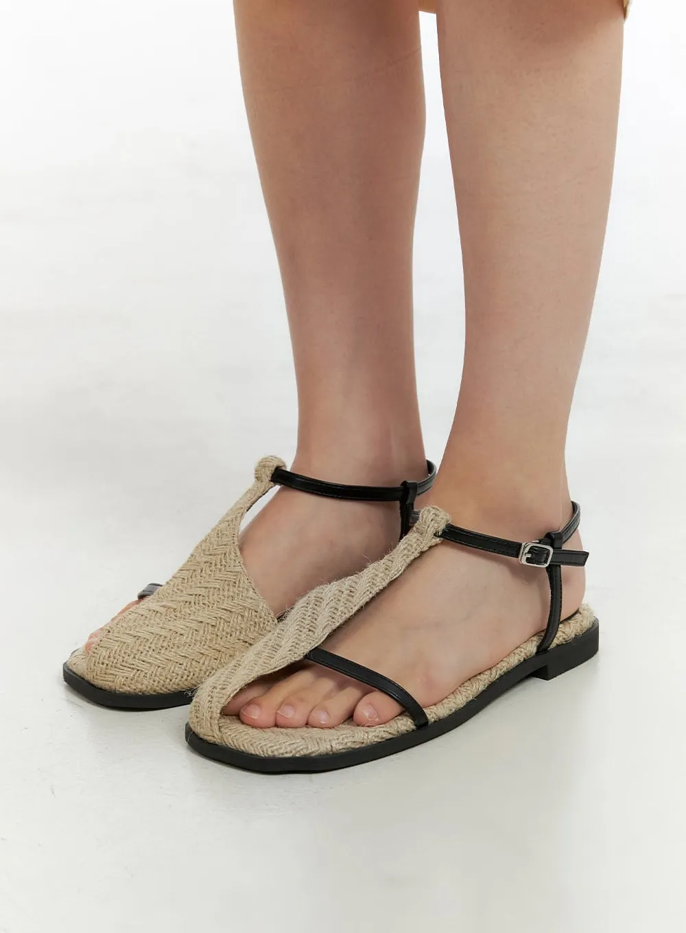 Buckle Cut-Out Faux Leather Sandals OL417