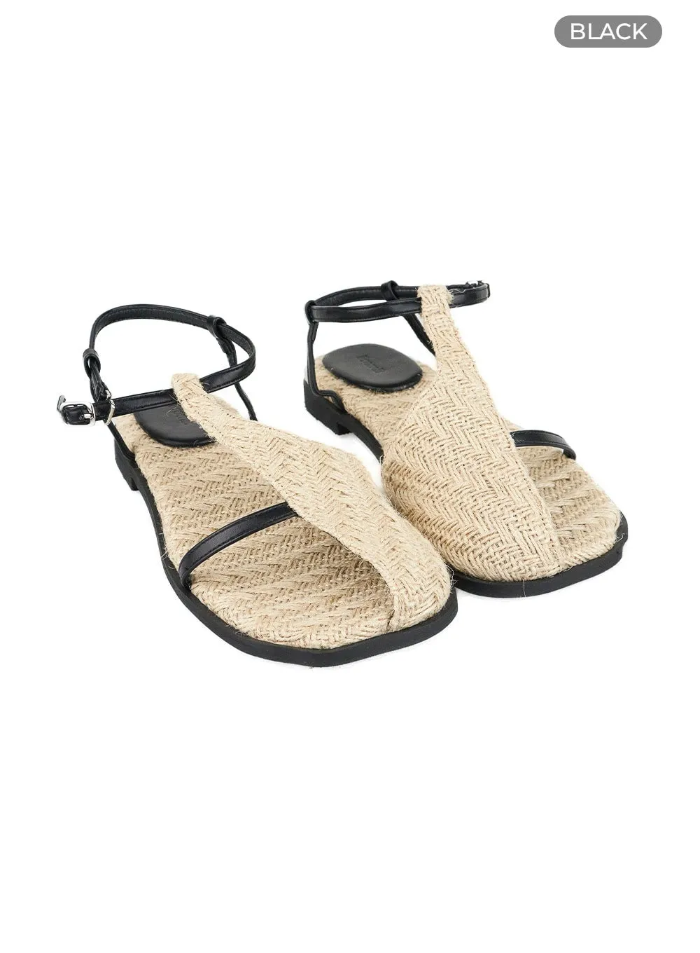 Buckle Cut-Out Faux Leather Sandals OL417