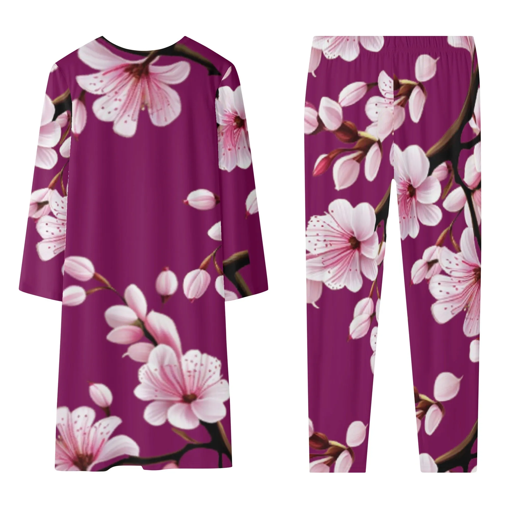 Cherry Blossom Womens Long Sleeve Cardigan and Leggings 2pcs - 4 colors