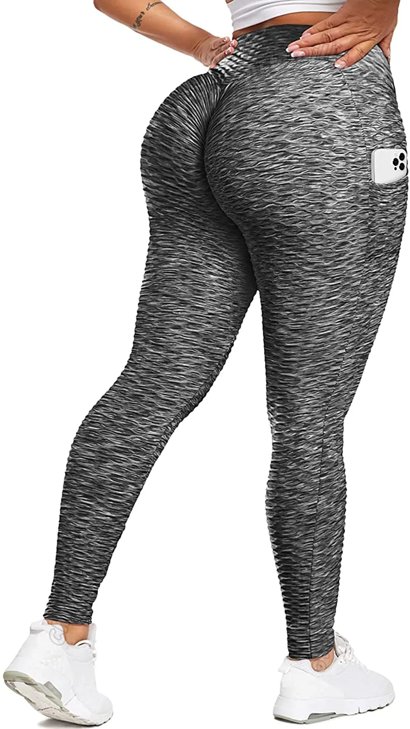 Chriamille Booty Lifting TIK Tok Leggings for Women Booty Lift High Waisted Scrunch Butt Textured Leggings