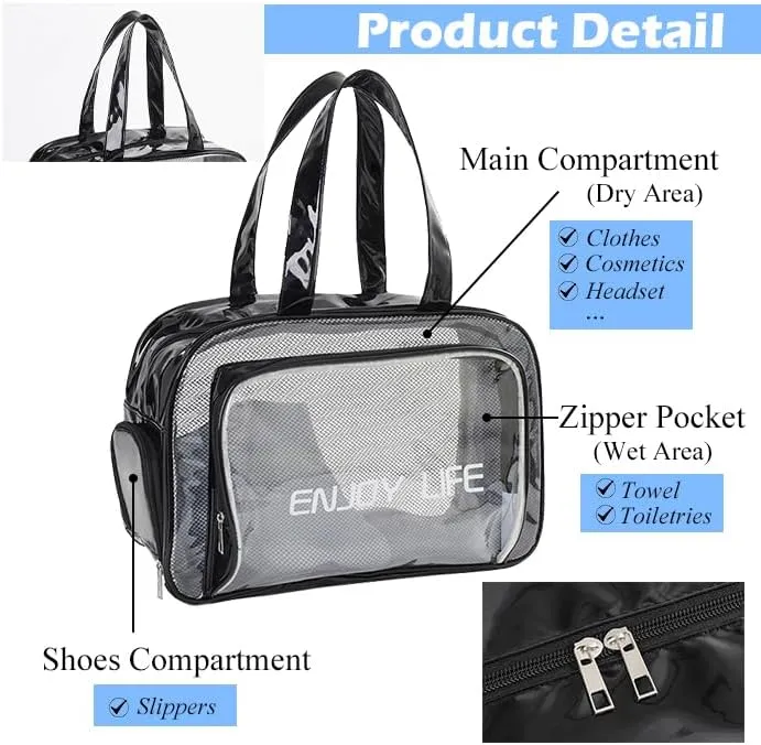 Clear and Stylish Travel Bag with Shoe Pocket