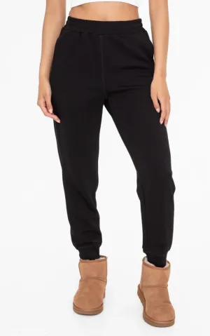 Contrast seam black joggers