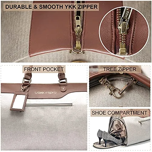Convertible Garment Bag with Shoulder Strap, Travel Weekender Overnight Carry on Garment Duffel Bag for Women with Shoes Compartment - 2 in 1 Hanging Suitcase Suit Travel Bags