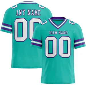 Custom Aqua White-Purple Mesh Authentic Football Jersey