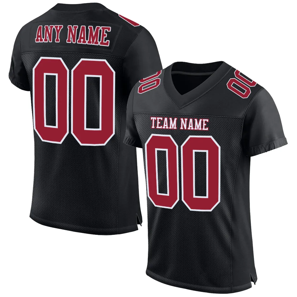 Custom Black Cardinal-White Mesh Authentic Football Jersey