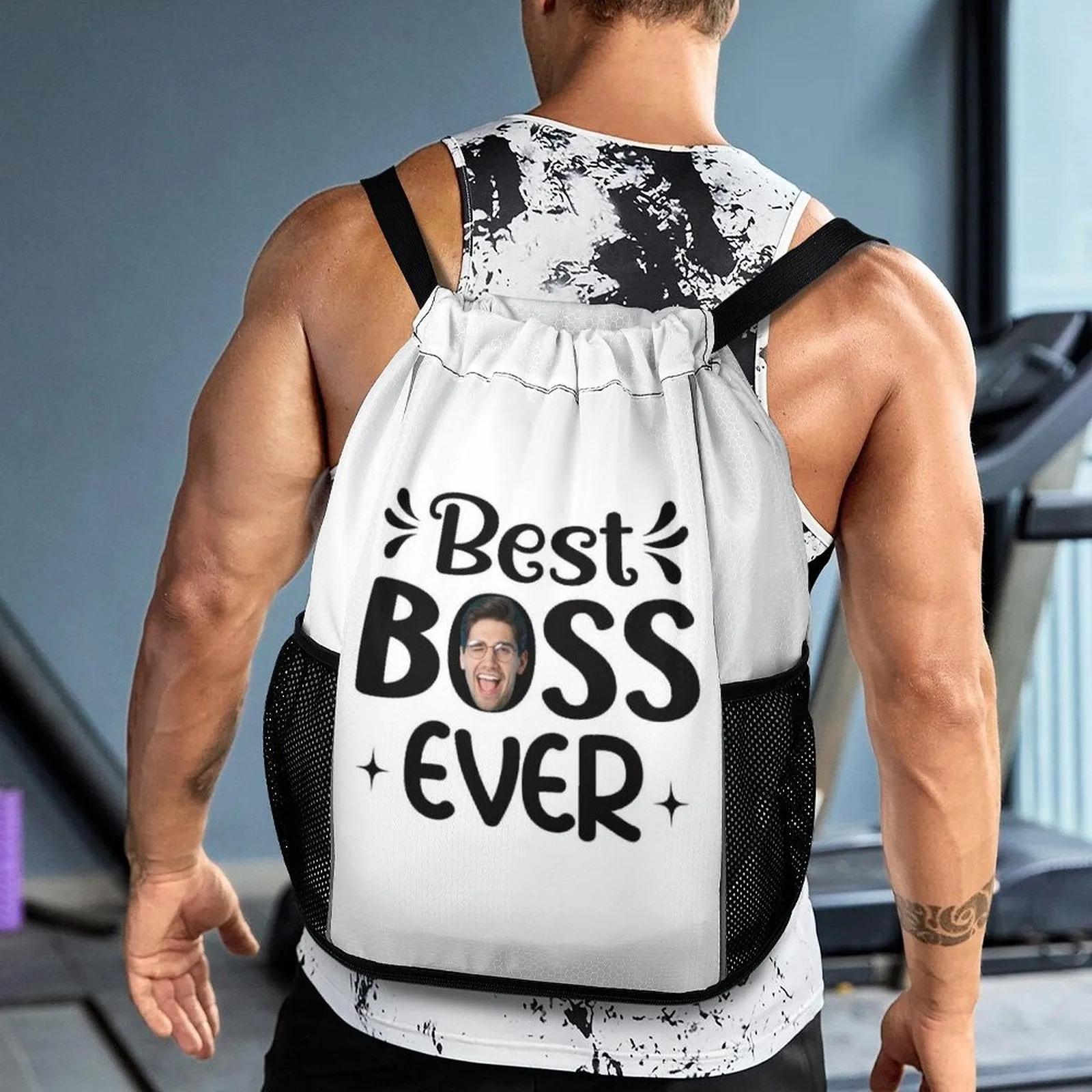 Custom Boss Face Hat  Best Boss Ever Photo Shirt and Personalized Duffel Bag for Company for Team Building for Business