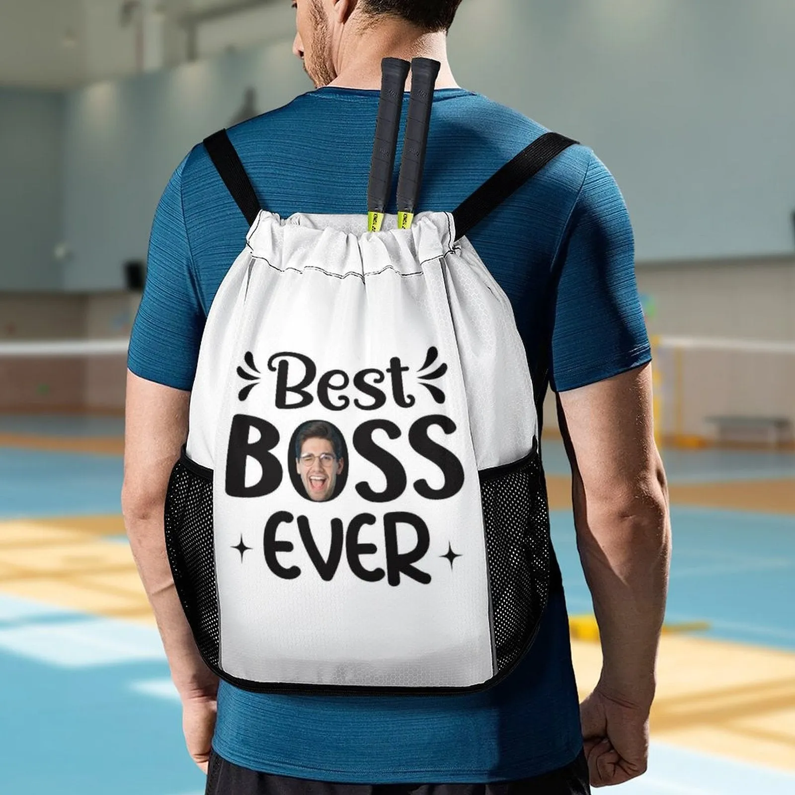 Custom Boss Face Hat  Best Boss Ever Photo Shirt and Personalized Duffel Bag for Company for Team Building for Business