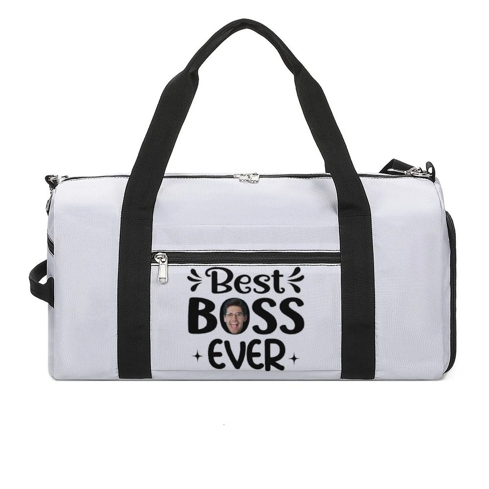 Custom Boss Face Hat  Best Boss Ever Photo Shirt and Personalized Duffel Bag for Company for Team Building for Business