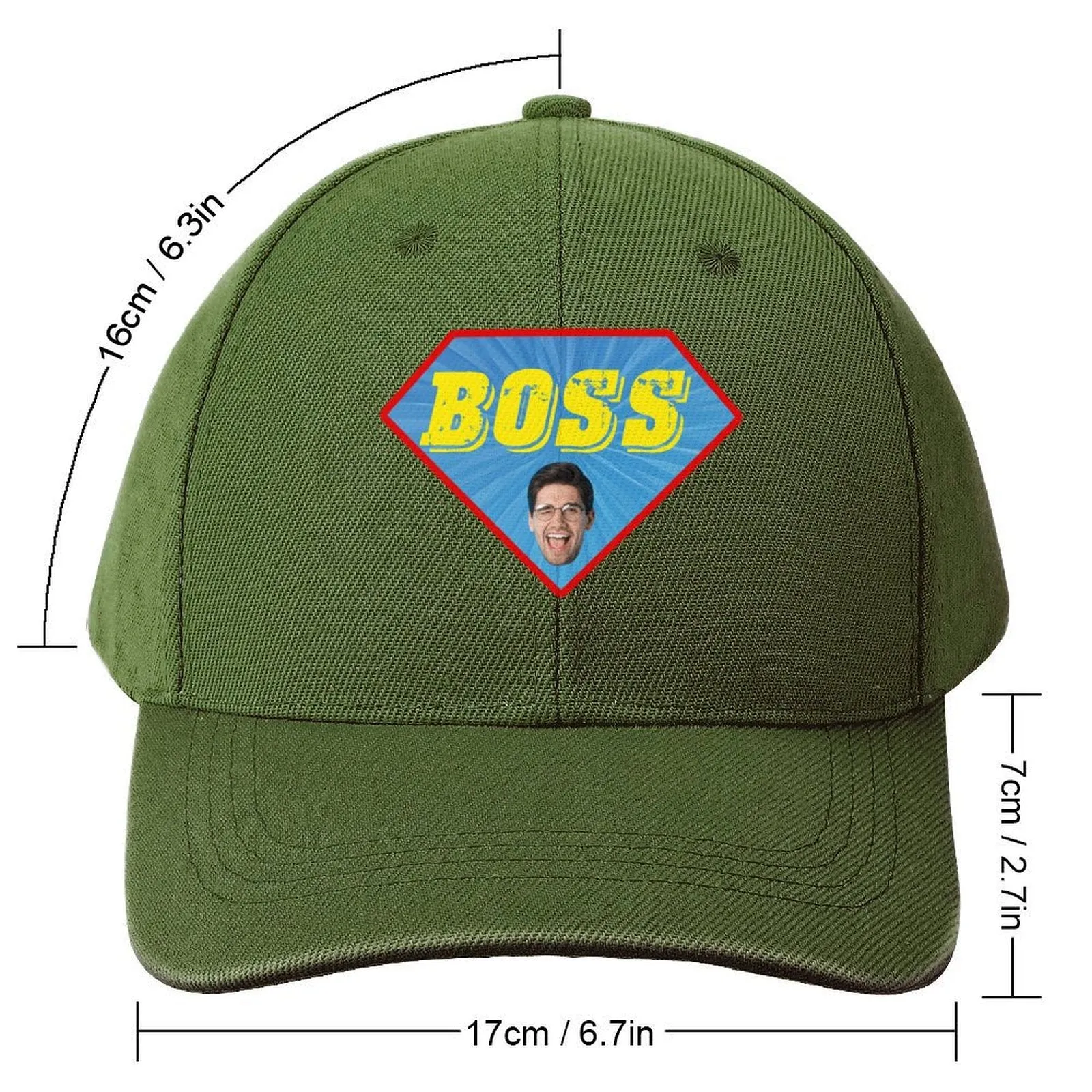 Custom Boss Face Hat Photo Shirt and Personalized Duffel Bag for Company for Team Building for Business