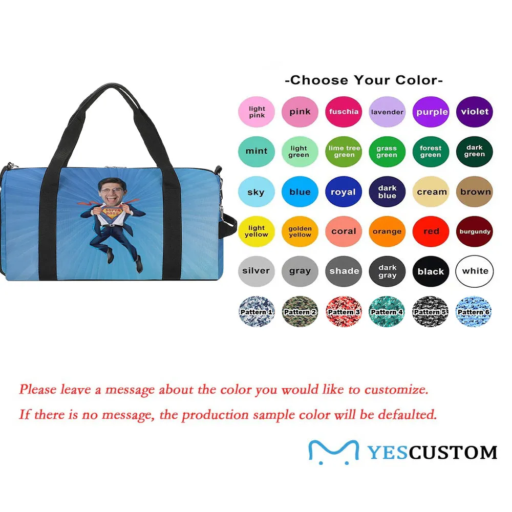 Custom Boss Face Hat Photo Shirt and Personalized Duffel Bag for Company for Team Building for Business