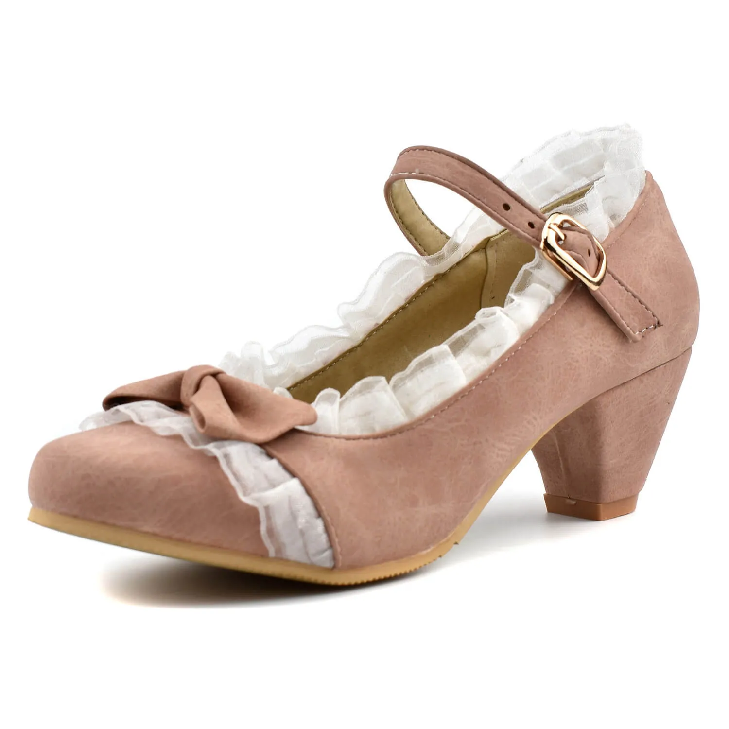 Cute Suede Flapper Chunky Heel Mary Jane Shoes