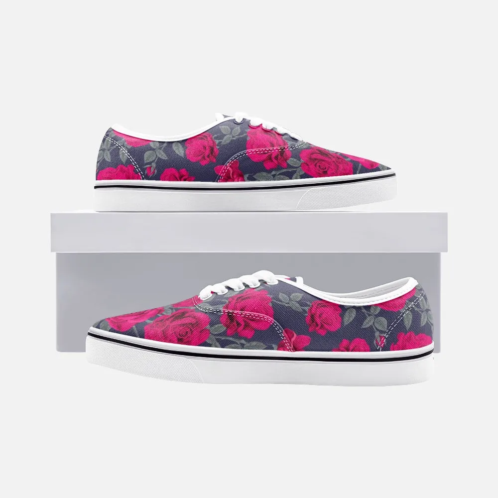 Dark Vintage Roses Low Cut Unisex Canvas Shoes