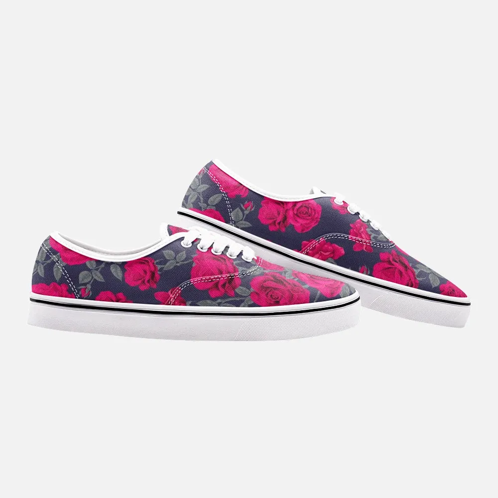 Dark Vintage Roses Low Cut Unisex Canvas Shoes