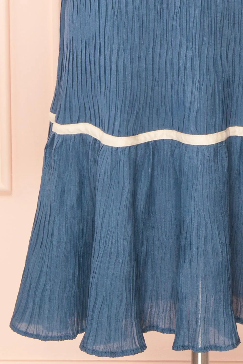 Dixie Blue | Pleated Midi Dress w/ Ivory Bows