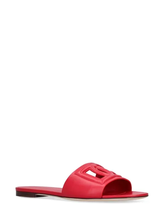 Dolce&amp;Gabbana   10mm Bianca leather slide sandals 