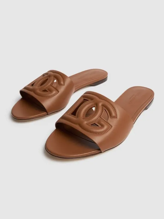 Dolce&amp;Gabbana   10mm Bianca leather slide sandals 