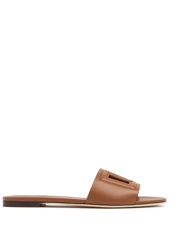 Dolce&amp;Gabbana   10mm Bianca leather slide sandals 