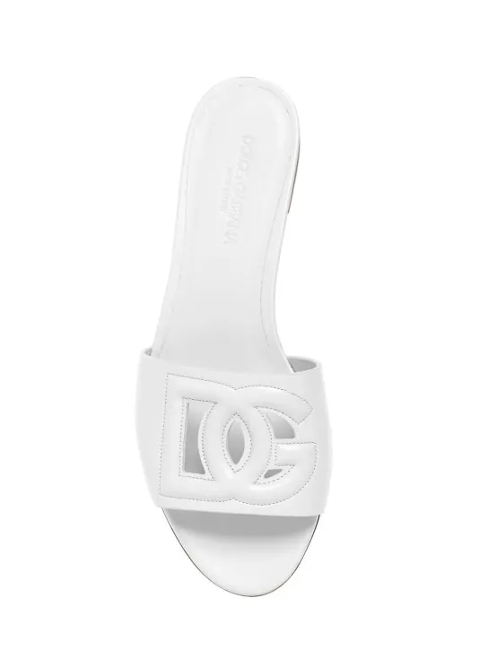 Dolce&amp;Gabbana   10mm Bianca leather slide sandals 