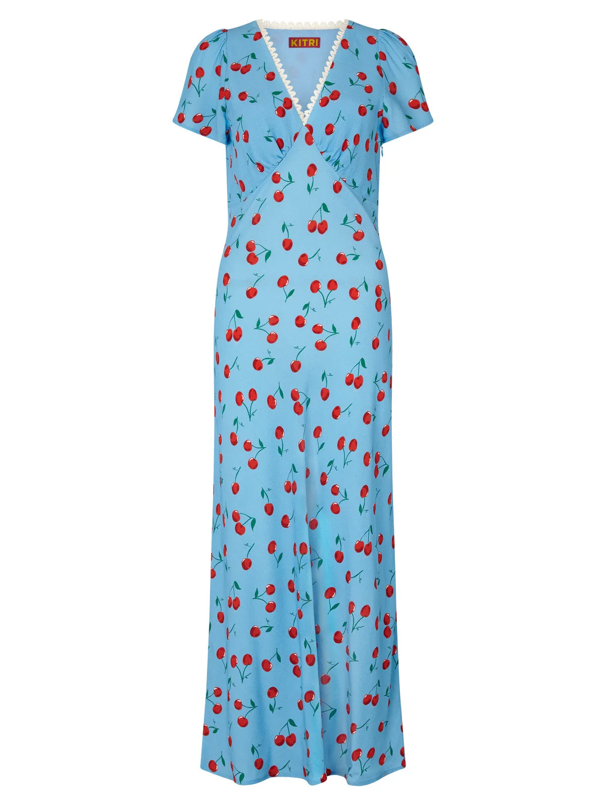 Effie Blue Cherry Midi Dress