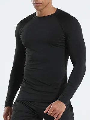 EliteFit Men's Performance T-Shirt - High-Stretch Crew Neck Long Sleeve Slim-Fit Sports Tee for Active Fitness Enthusiasts - Moisture-Wicking, Quick-Drying, Breathable, and Four-Way Stretch for Hiking, Jogging, Cycling, and Outdoor Workouts