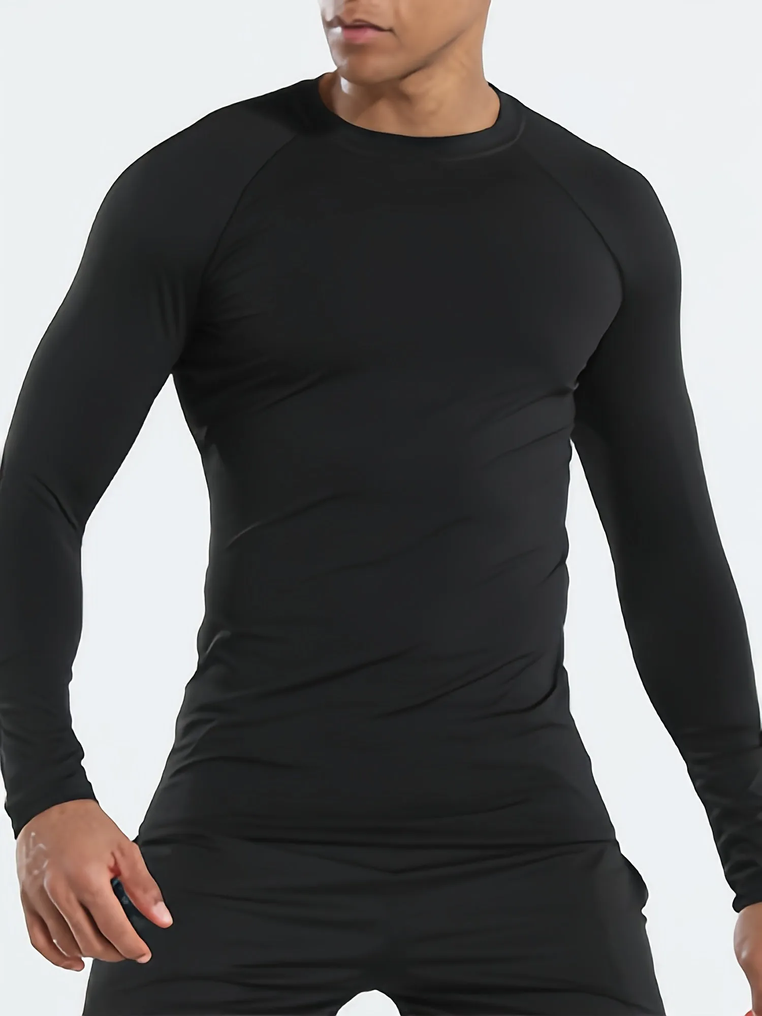 EliteFit Men's Performance T-Shirt - High-Stretch Crew Neck Long Sleeve Slim-Fit Sports Tee for Active Fitness Enthusiasts - Moisture-Wicking, Quick-Drying, Breathable, and Four-Way Stretch for Hiking, Jogging, Cycling, and Outdoor Workouts