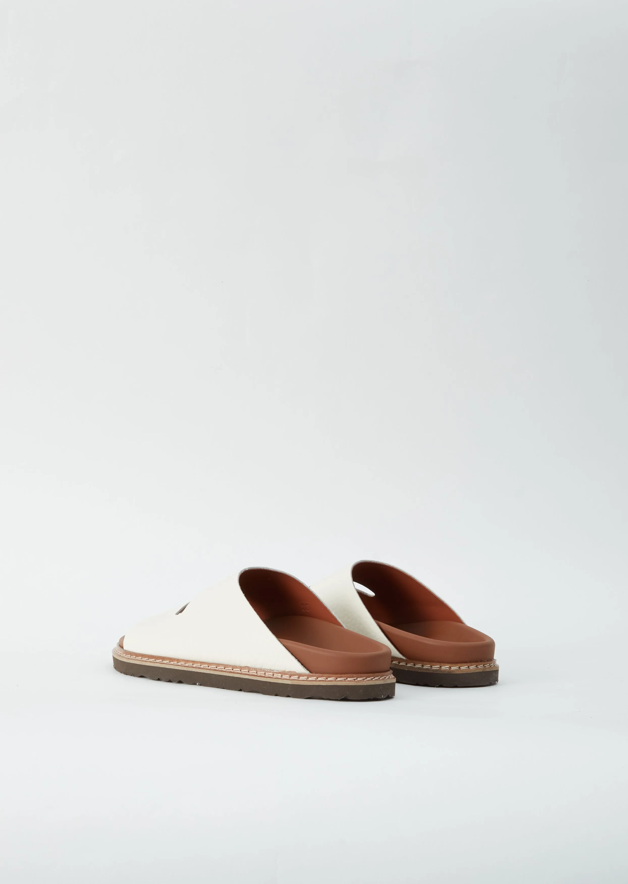 Fabia Grain Leather Slide — Off White