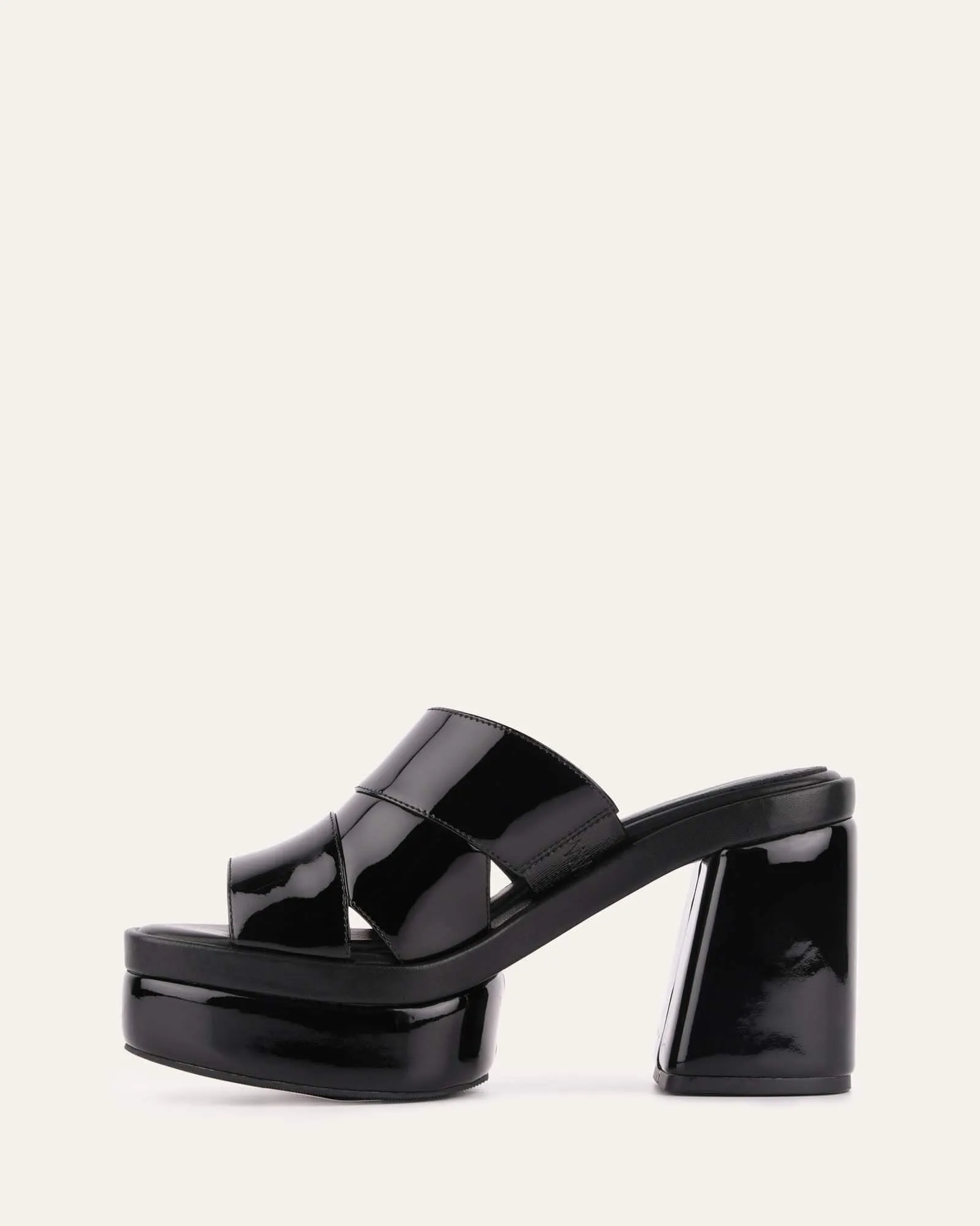 FAYE HIGH HEEL PLATFORM SANDALS BLACK PATENT