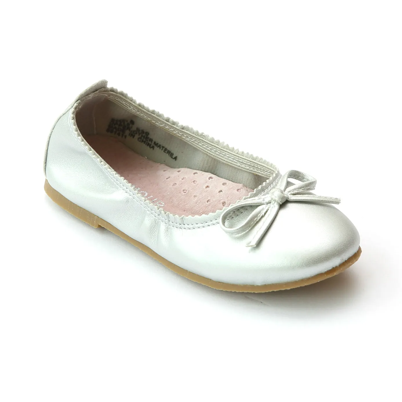 FINAL SALE - L'Amour Girls Tonal Bow Elastic Ballet Flat